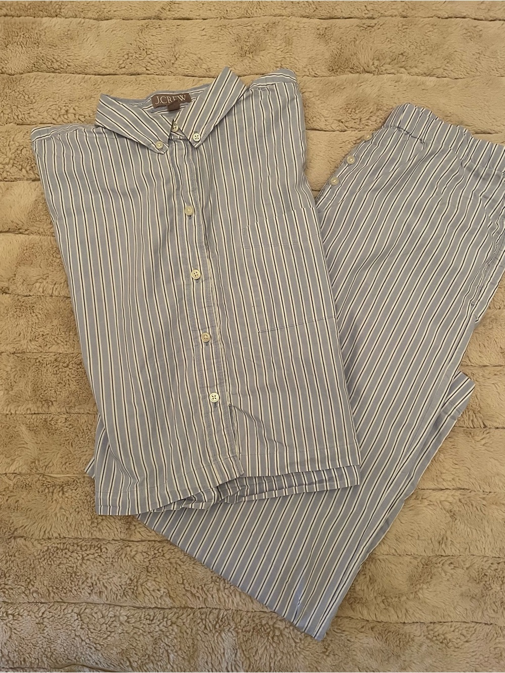 J. Crew women’s Light Blue & White Striped Pajama set